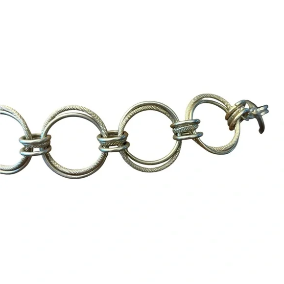 Express Silver Tone Waist Belt Adjustable To 38” MED Double Circles Boho Western - Picture 3 of 15